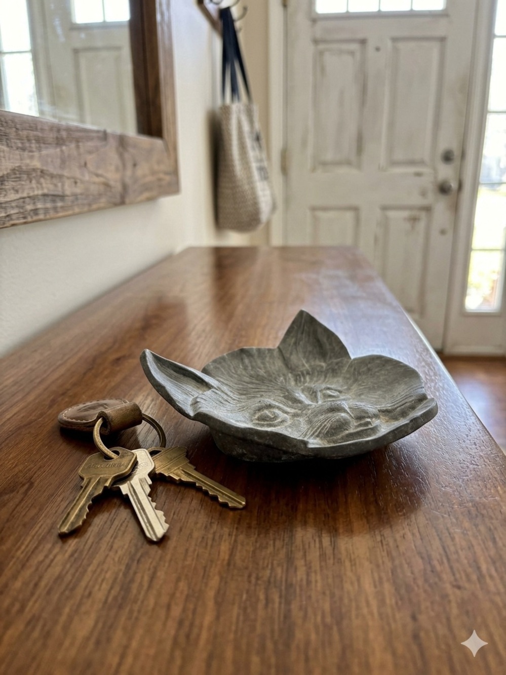 Vintage Cast Metal Cat Face Trinket Tray by Corbin Canada Retro Whimsical